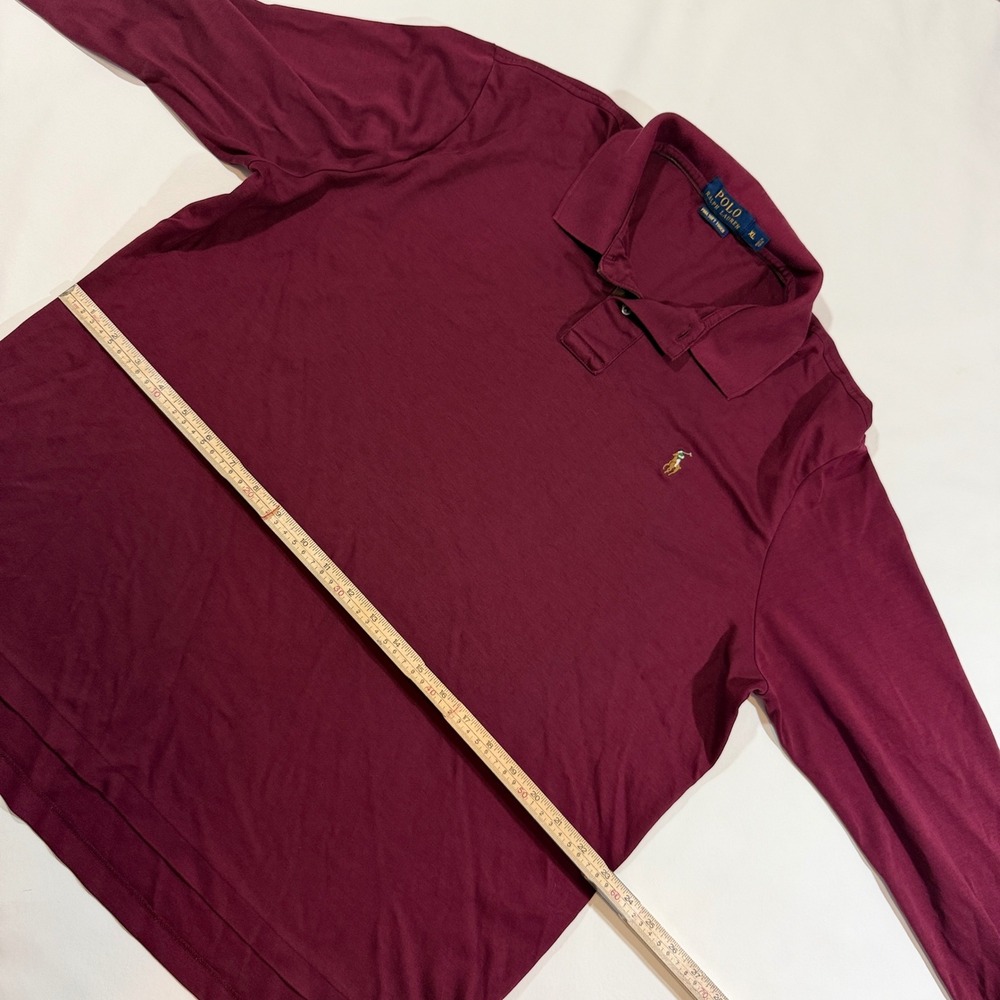 Polo Ralph Lauren Polo Shirt Mens XL Burgundy Good Pima Soft Touch Long Sleeve - Picture 6 of 8